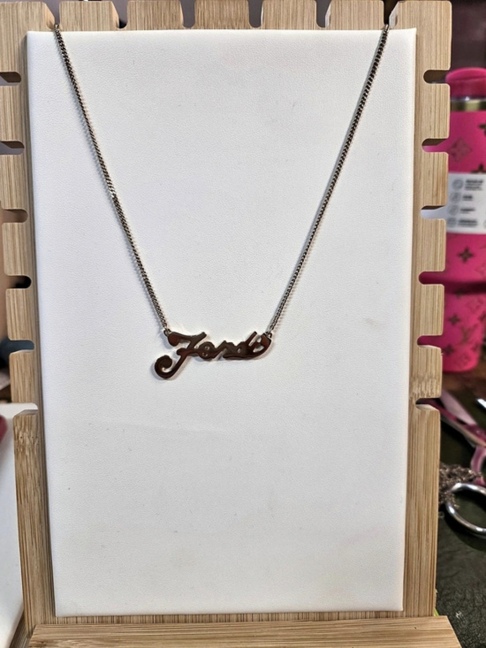 Fendi Script Signature Pendant Necklace